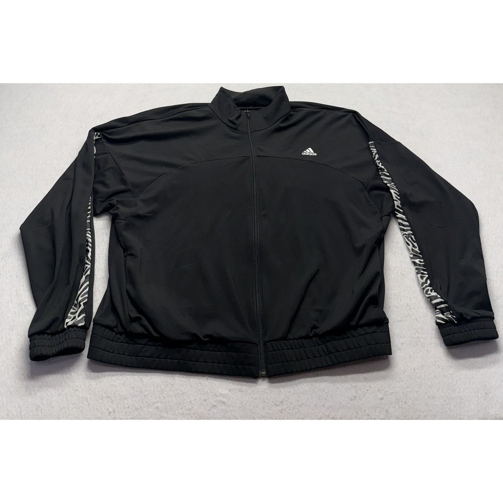 Adidas x Zoe Saldana AEROREADY Black Track Jacket Zebra Print Women's Size Large